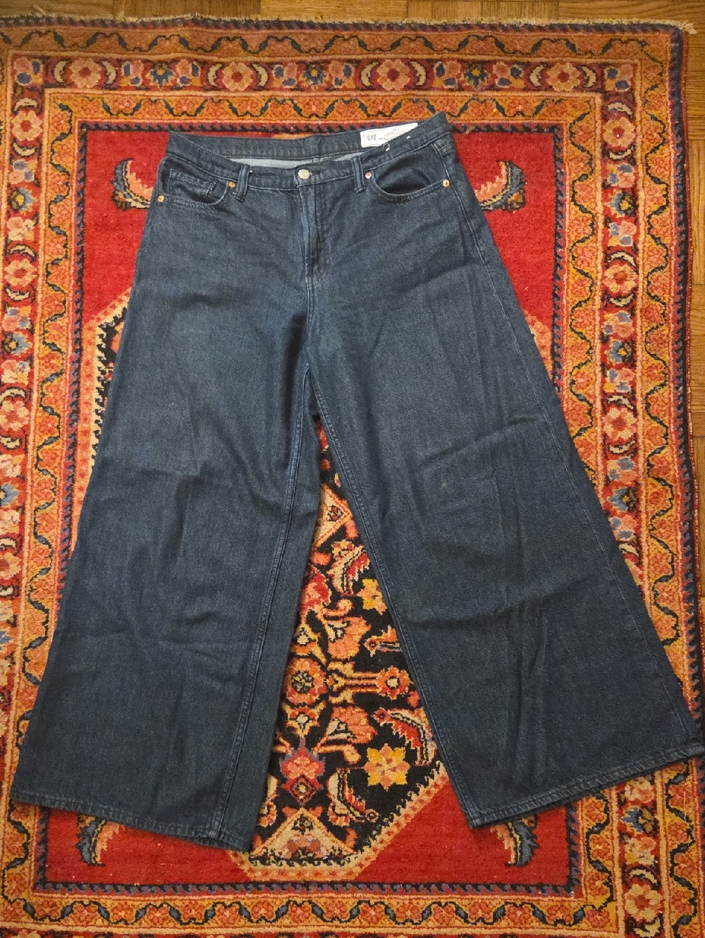 GAP Women's Wide-Leg Jeans in Dark Blue Denim